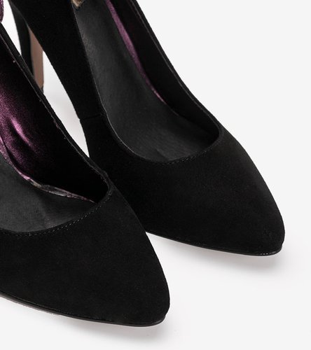 Fekete szarvasbőr magassarkú cipő Lina